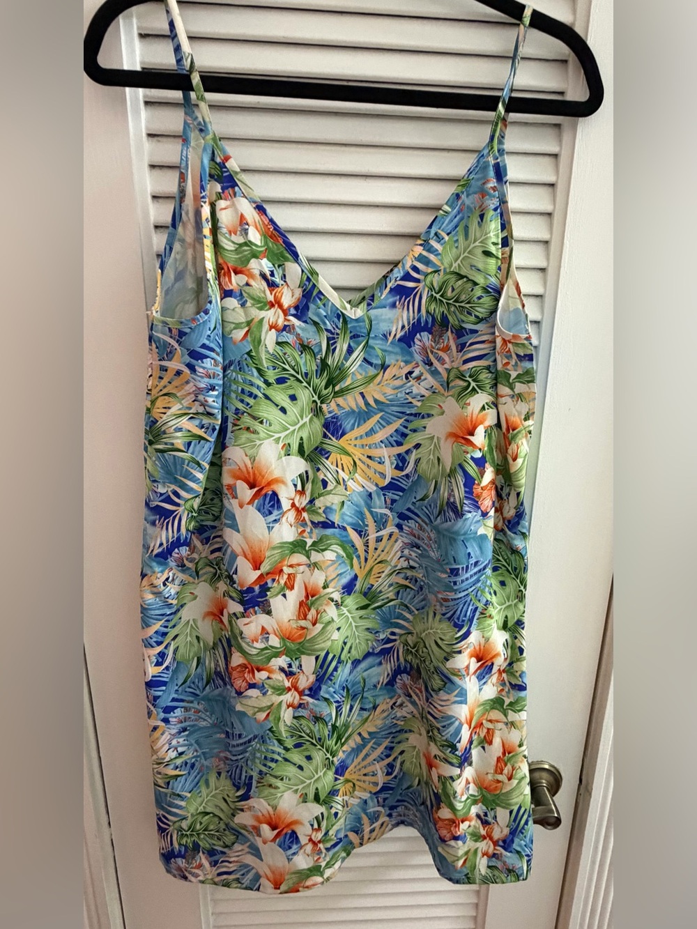 SHEIN Blue Tropical Floral Spaghetti Strap Women’s Mini Dress Size XL